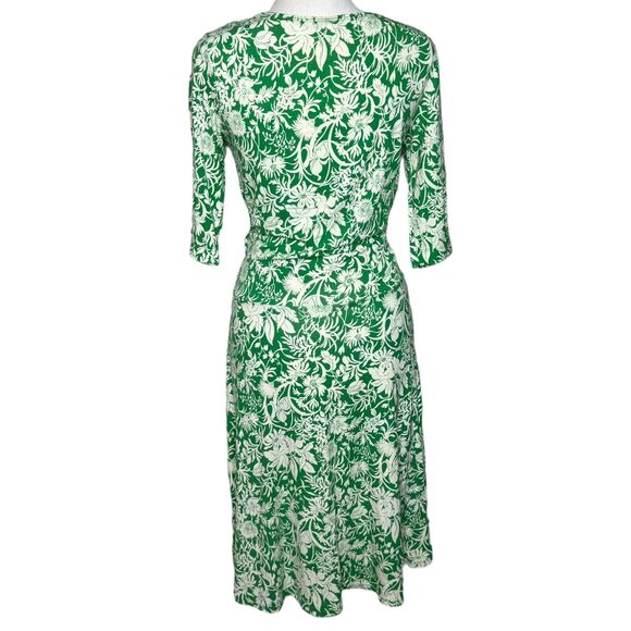Cabi #572 Women S Green Floral Faux Wrap 3/4 Sleeve Casual Jersey Midi Dress VTG - Picture 7 of 10